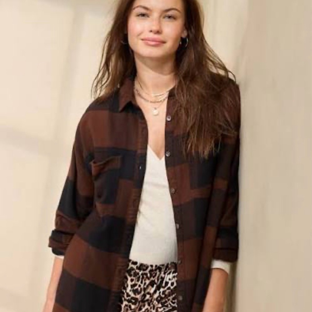 Arie Plaid Button-Up Shirt - Brown